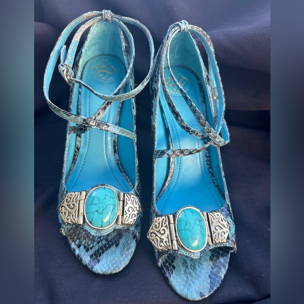 Bcbgeneration Blue Trilogy Turquoise Snakeskin He… - image 4